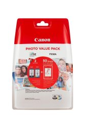 Canon PG-46 / CL-56 (9059B003) İkili Paket Orjinal Kartuş + 50 Fotoğraf Kağıdı - E204 / E304 