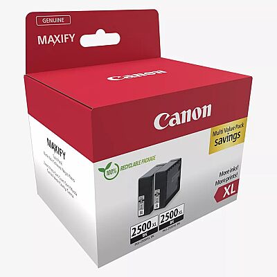 Canon PGI-2500XL (9254B011) BK İkili Paket Siyah Orijinal Kartuş Yüksek Kapasiteli - Maxify iB4050 / MB5050 - 1