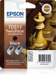 Epson - Epson T0511-C13T05114220 Siyah Kartuş 2'li Paket - Orijinal