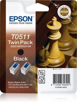 Epson T0511-C13T05114220 Siyah Kartuş 2'li Paket - Orijinal