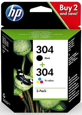 HP 3JB05AE (304) Siyah+Renkli İkili Paket Orijinal Kartuş - DeskJet 2620 / 2621 - 1